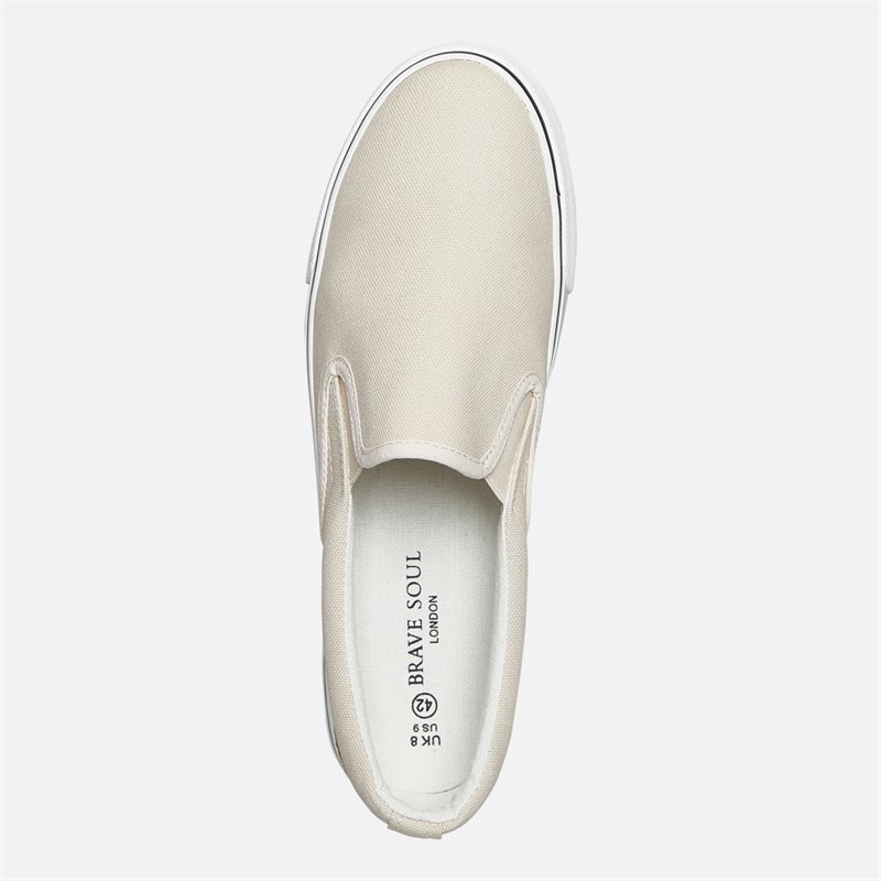 Brave Soul Mens Skate Eagle Slip On Canvas Pumps Stone - Image 4