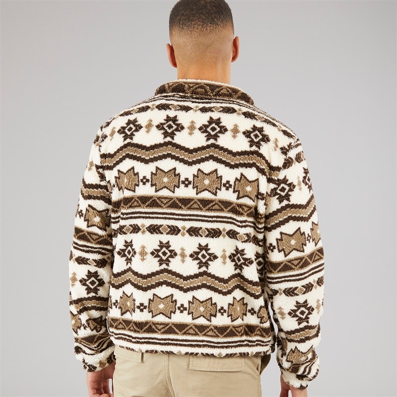 Brave Soul Mens Lykins 1/4 Zip Fleece Cream/Multi - Image 2