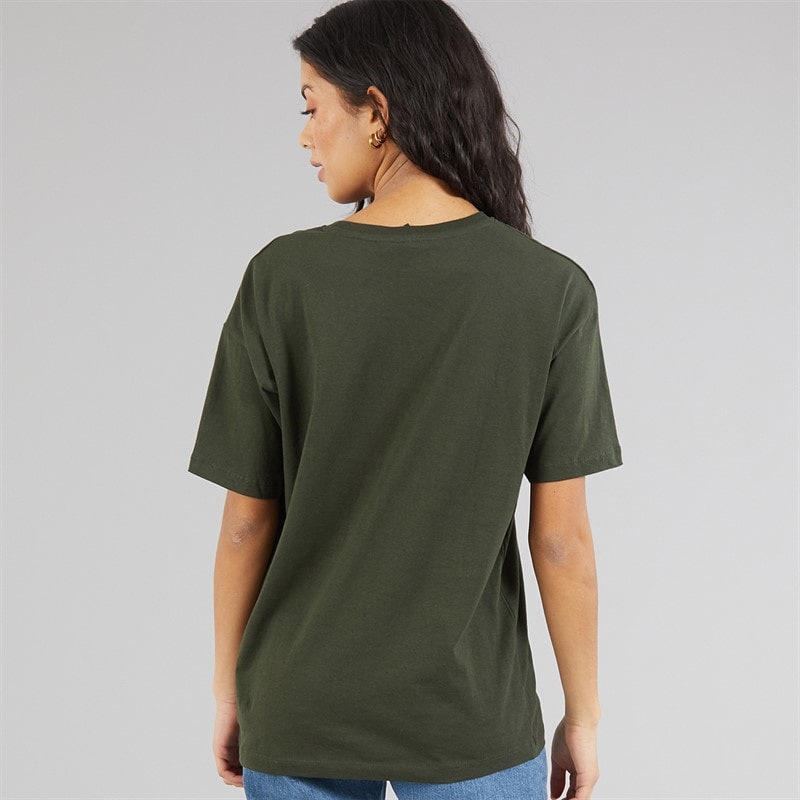 Brave Soul Womens Lala Print T-Shirt Forest Green/White - Image 2