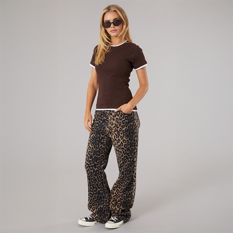 Brave Soul Womens Athena Double Layered T-Shirt Chocolate/White - Image 4