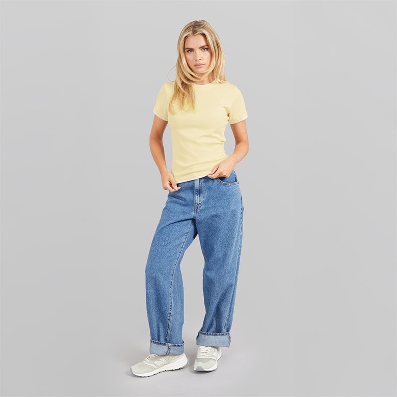 Brave Soul Womens Athena Double Layered T-Shirt Pale Yellow/White - Image 4