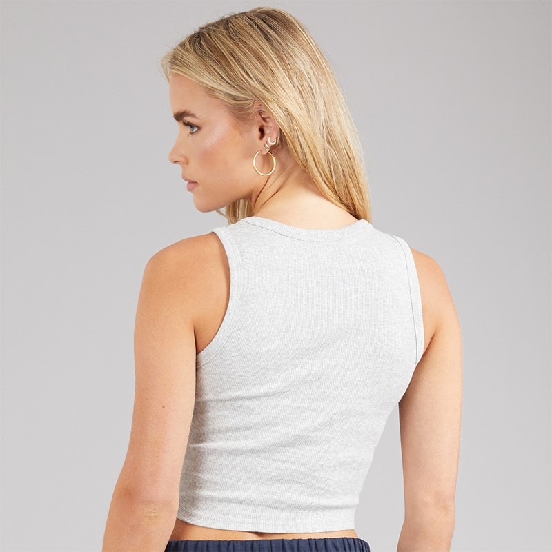 Brave Soul Womens Andrea Ribbed Cropped Vest Grey Marl - Image 2