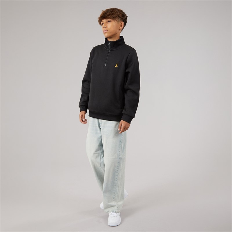Brave Soul Boys Idaho Quarter Zip Sweatshirt Black - Image 4