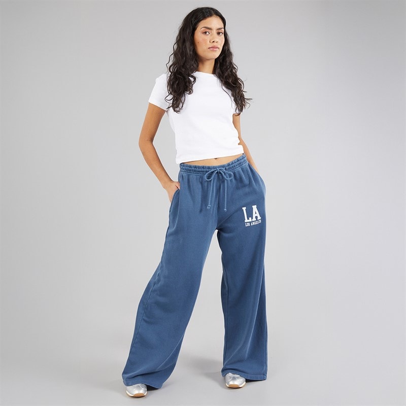 Brave Soul Womens Caspian Wide Leg Joggers Blue Acid Wash - Image 3