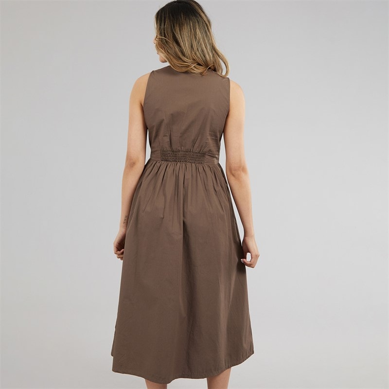 Brave Soul Womens Benit Button Down Midi Dress Brown - Image 2