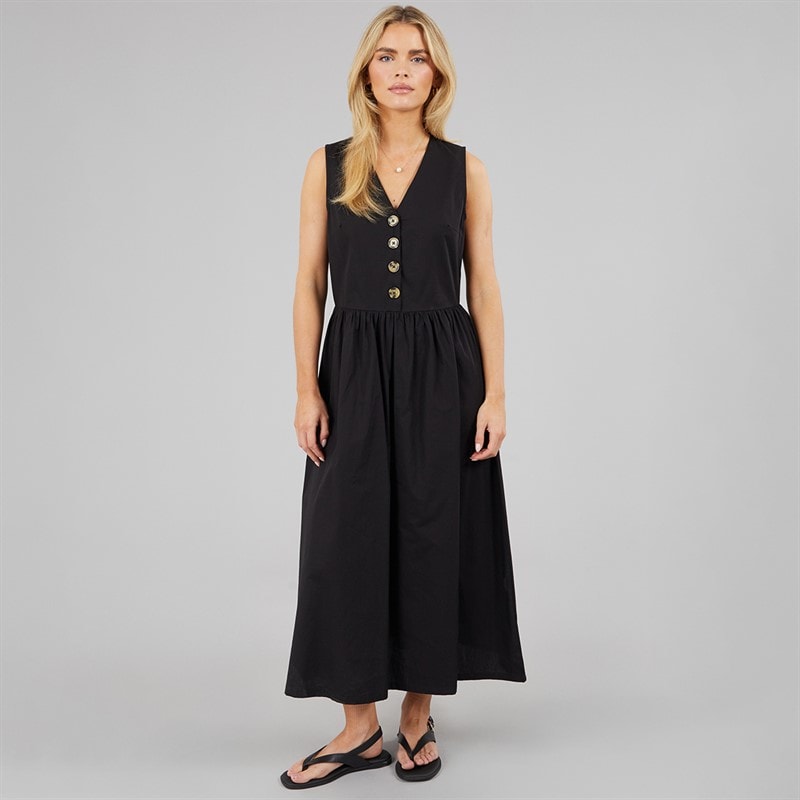 Brave Soul Womens Benit Button Down Midi Dress Black - Image 4