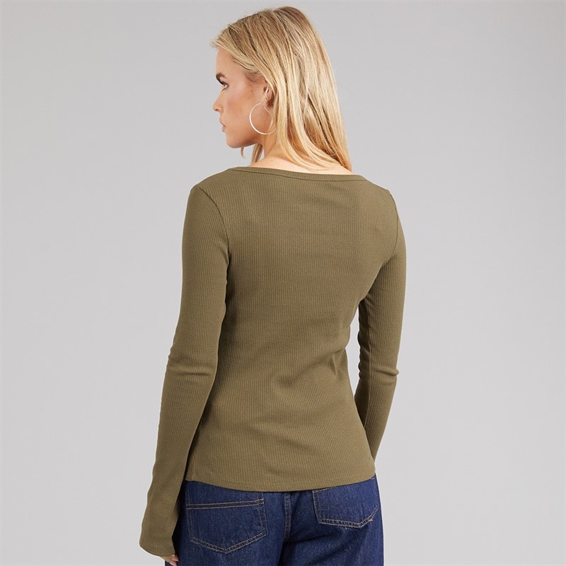 Brave Soul Womens Yorke Button T-Shirt Truffle - Image 2