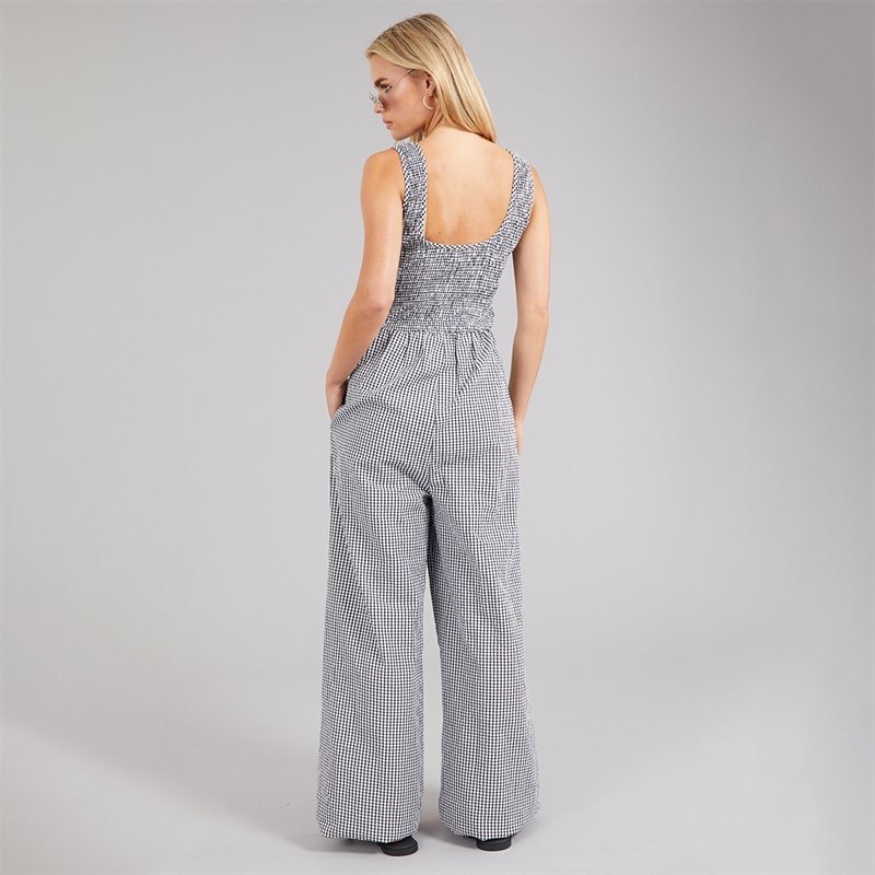 Brave Soul Womens Gingham Jumpsuit Black/White Gingham - Image 2