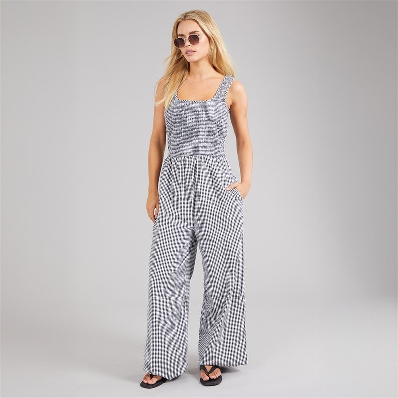 Brave Soul Womens Gingham Jumpsuit Black/White Gingham - Image 3