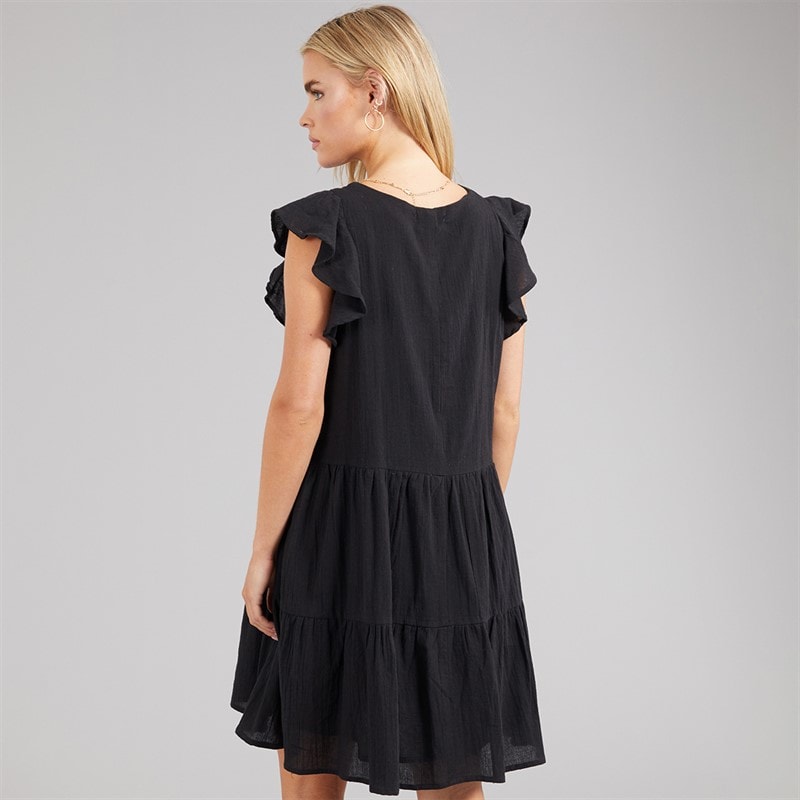 Brave Soul Womens Cassie Short Sleeve Tiered Dress Black - Image 2
