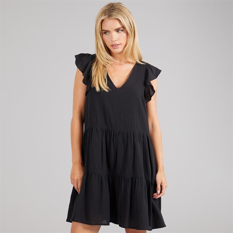 Brave Soul Womens Cassie Short Sleeve Tiered Dress Black - Image 3