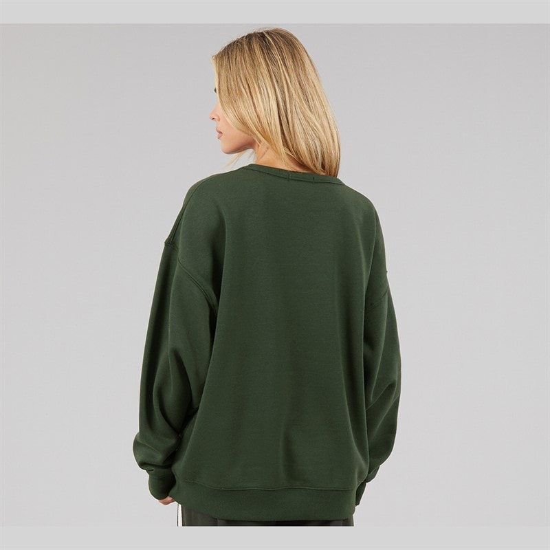 Brave Soul Womens Arlo Sweatshirt Forest Green/Pink - Image 2
