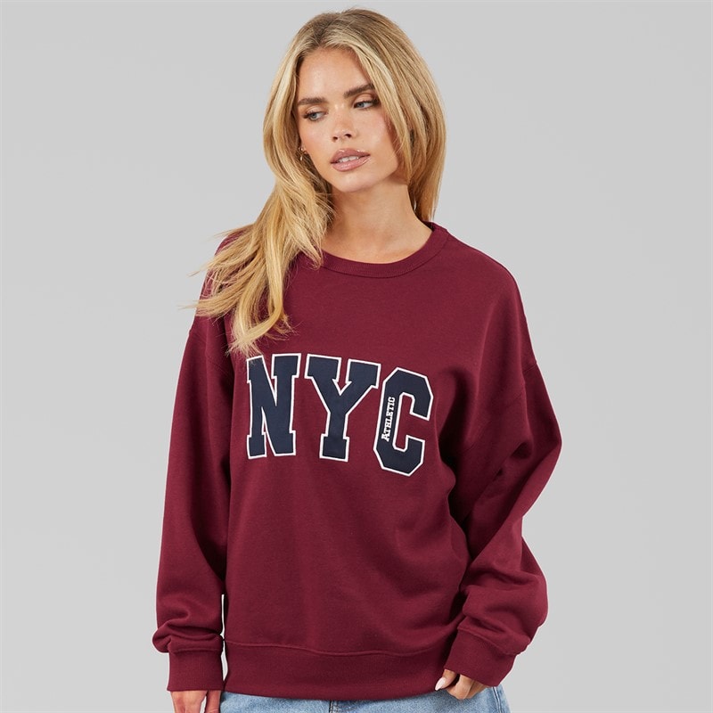 Brave Soul Womens Arlo Sweatshirt Burgundy/Navy Burgundy/Yellow - Image 3