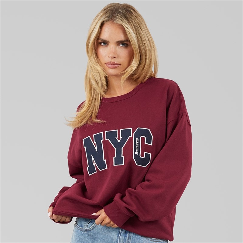 Brave Soul Womens Arlo Sweatshirt Burgundy/Navy Burgundy/Yellow - Image 5