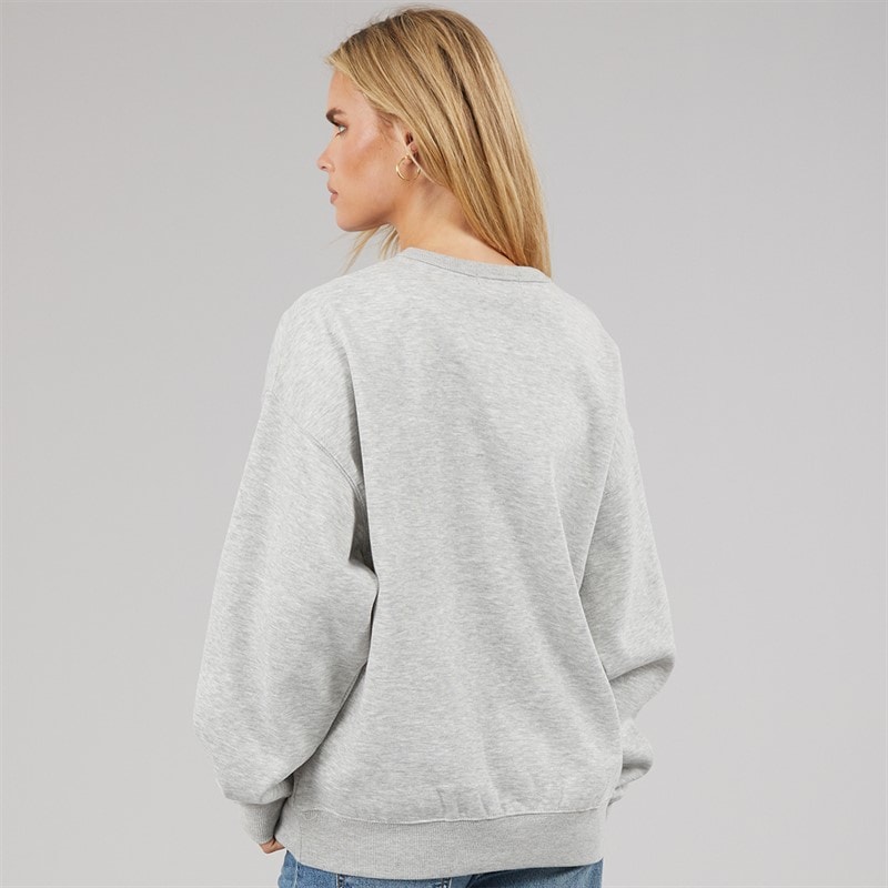 Brave Soul Womens Arlo Sweatshirt Silver Grey Marl/Green - Image 2