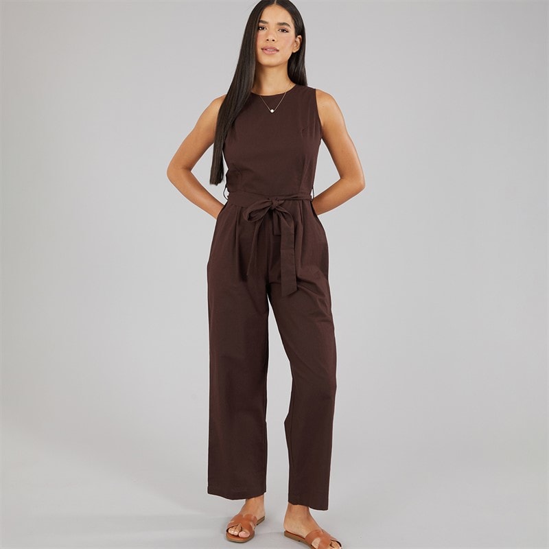 Brave Soul Womens Ottile Jumpsuit Chocolate