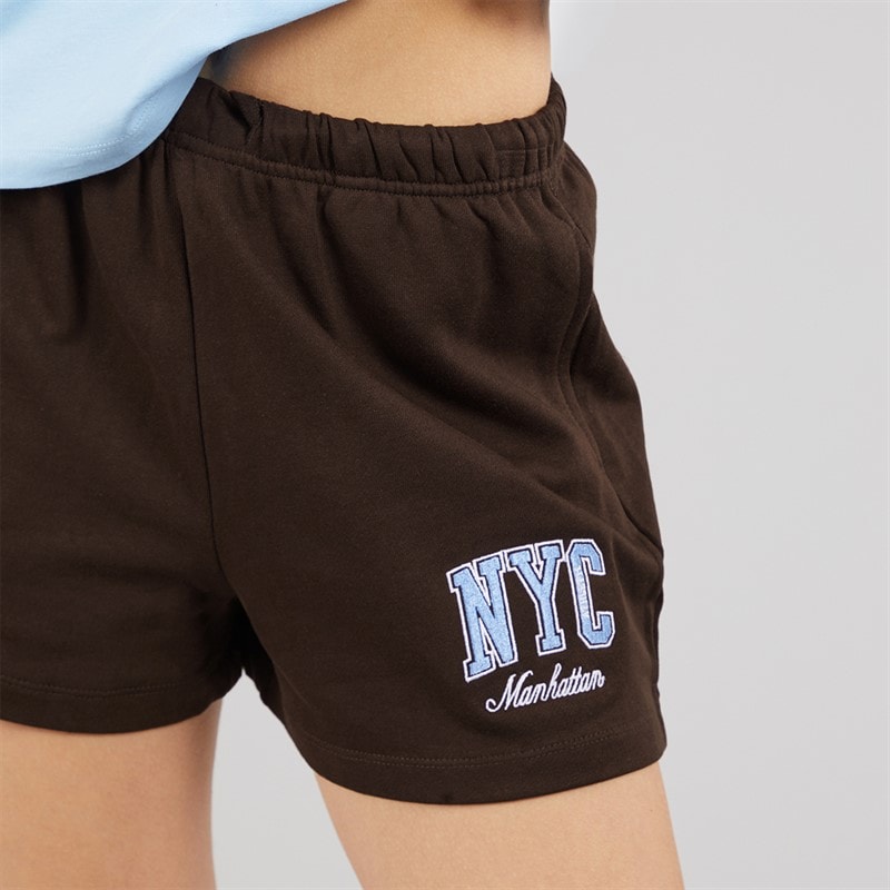 Brave Soul Womens Fraser Drawstring Shorts Chocolate/Blue - Image 3