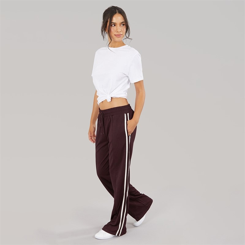 Brave Soul Womens Noelle Stripe Joggers Chocolate/Cream - Image 4