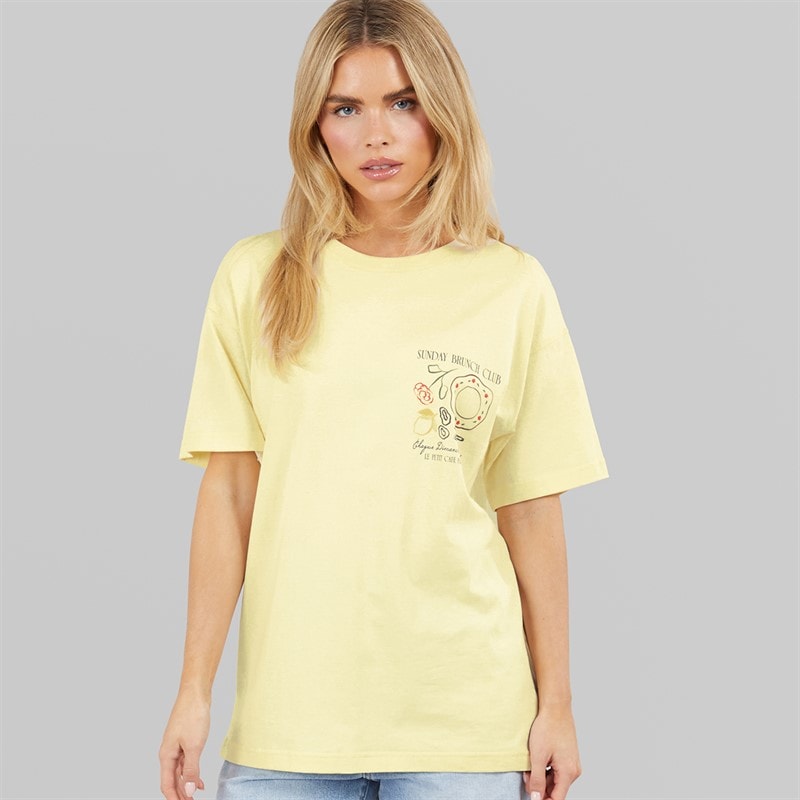 Brave Soul Womens Toutou Graphic T-Shirt Yellow - Image 2