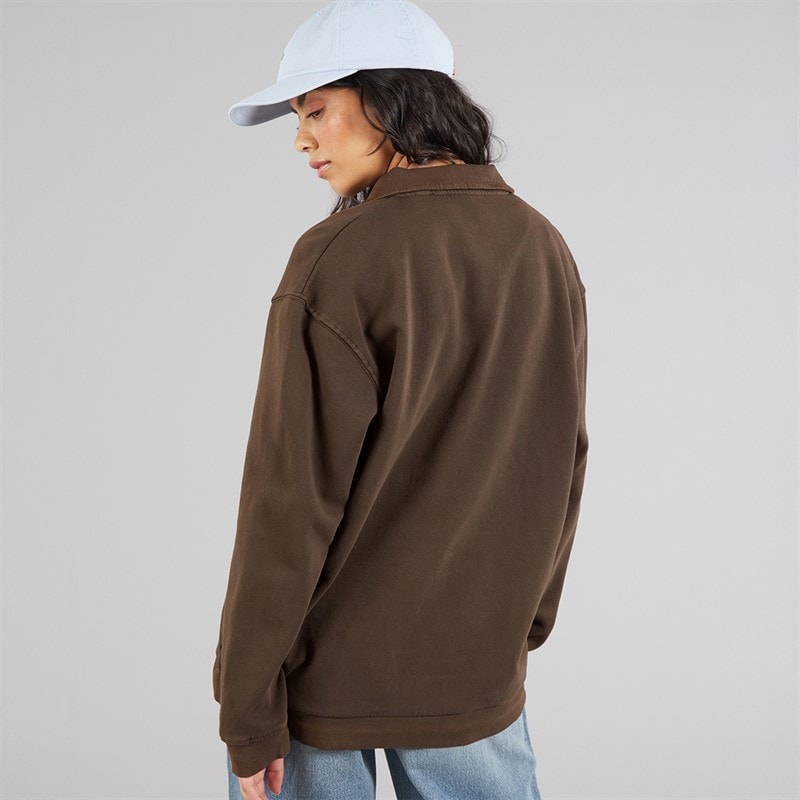 Brave Soul Womens Quarter Zip Sweatshirt Brown - Image 2