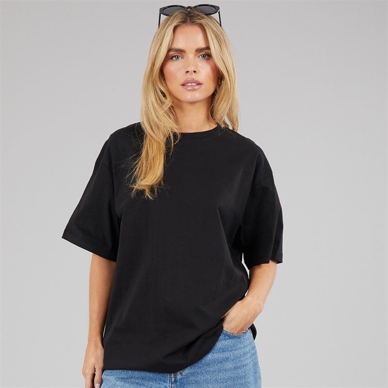 Brave Soul Womens Ascot Oversized T-Shirt Black - Image 1