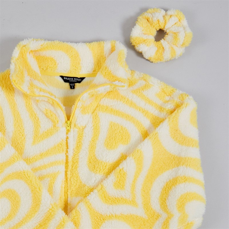 Brave Soul Womens Billie Full Zip Fleece Lemon/Cream - Image 3