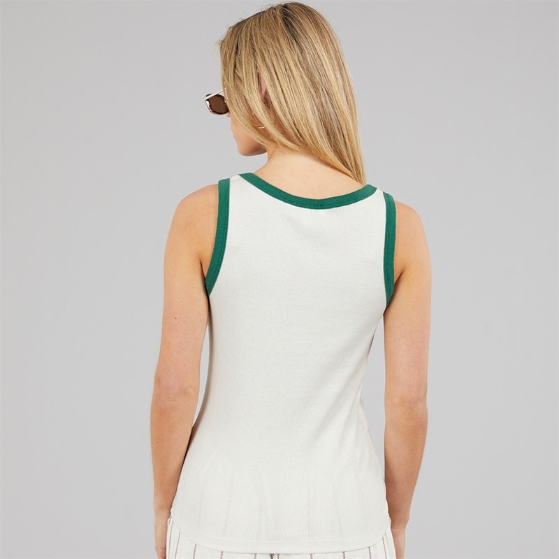 Brave Soul Womens Embroidery Vest White/Green - Image 2