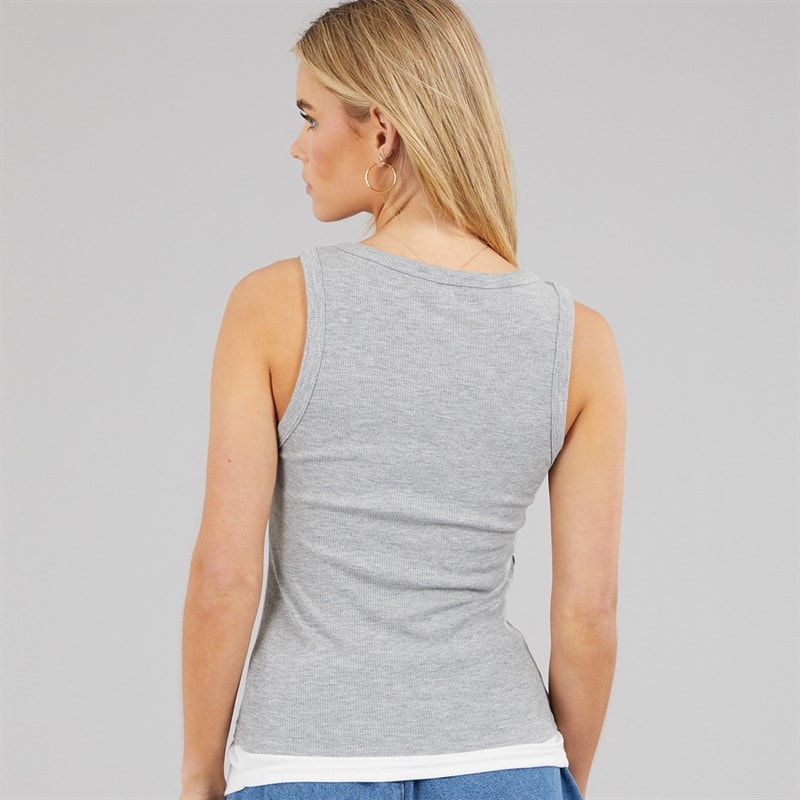 Brave Soul Womens Stella Vest Grey Marl/White - Image 2