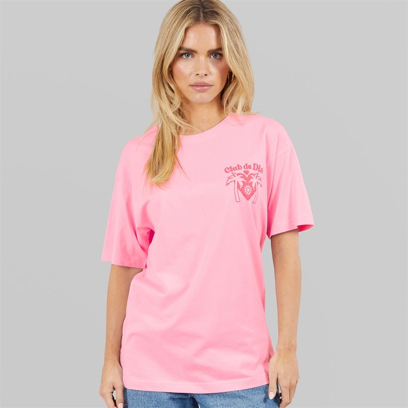 Brave Soul Womens Tulum Graphic T-Shirt Pink/Pink - Image 2