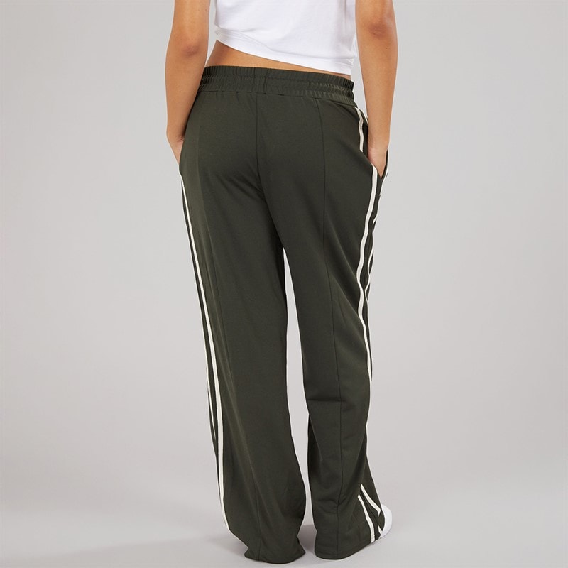 Brave Soul Womens Noelle Stripe Joggers Forest Green/Cream - Image 2