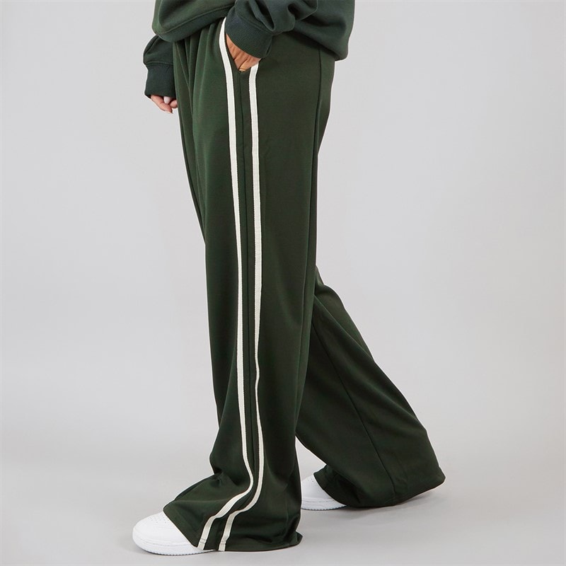 Brave Soul Womens Noelle Stripe Joggers Forest Green/Cream - Image 3
