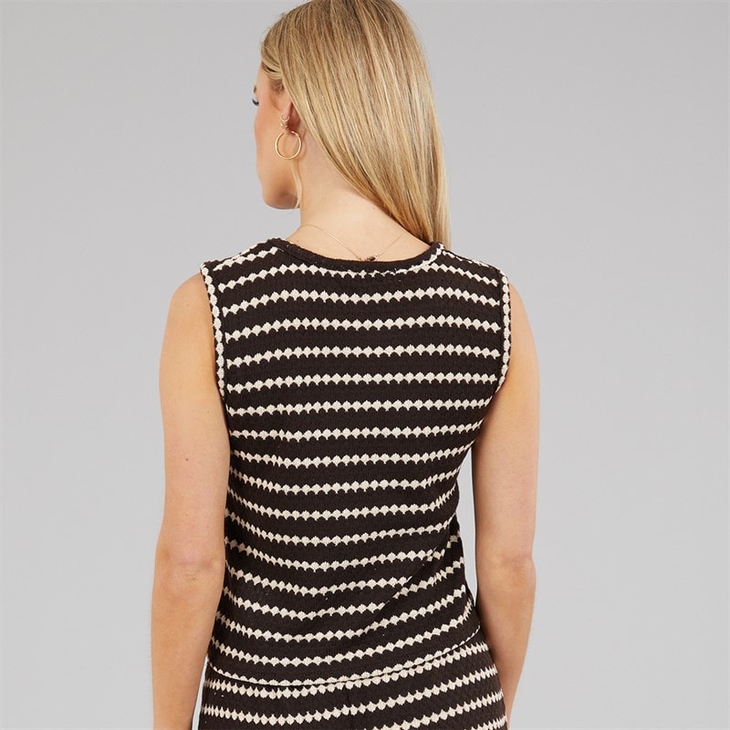 Brave Soul Womens Lynus Vest Brown/Cream - Image 2