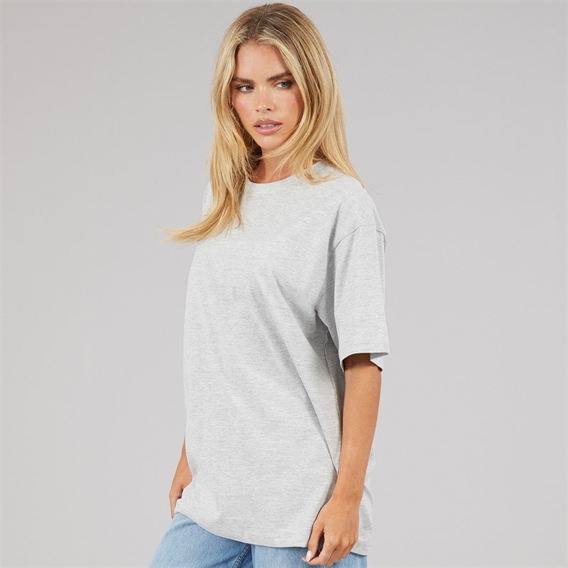 Brave Soul Womens Ascot Oversized T-Shirt Silver Grey Marl - Image 3
