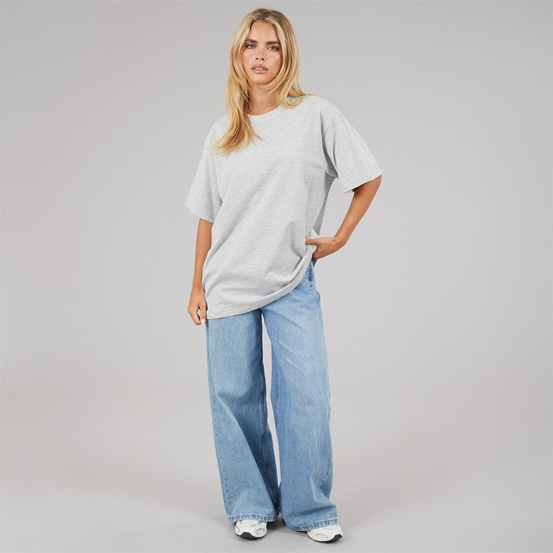 Brave Soul Womens Ascot Oversized T-Shirt Silver Grey Marl - Image 4