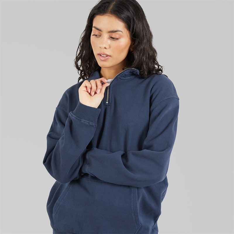 Brave Soul Womens Quarter Zip Sweatshirt Navy - Image 3