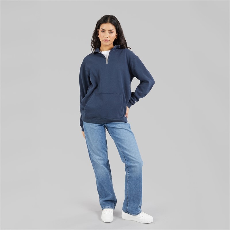 Brave Soul Womens Quarter Zip Sweatshirt Navy - Image 4