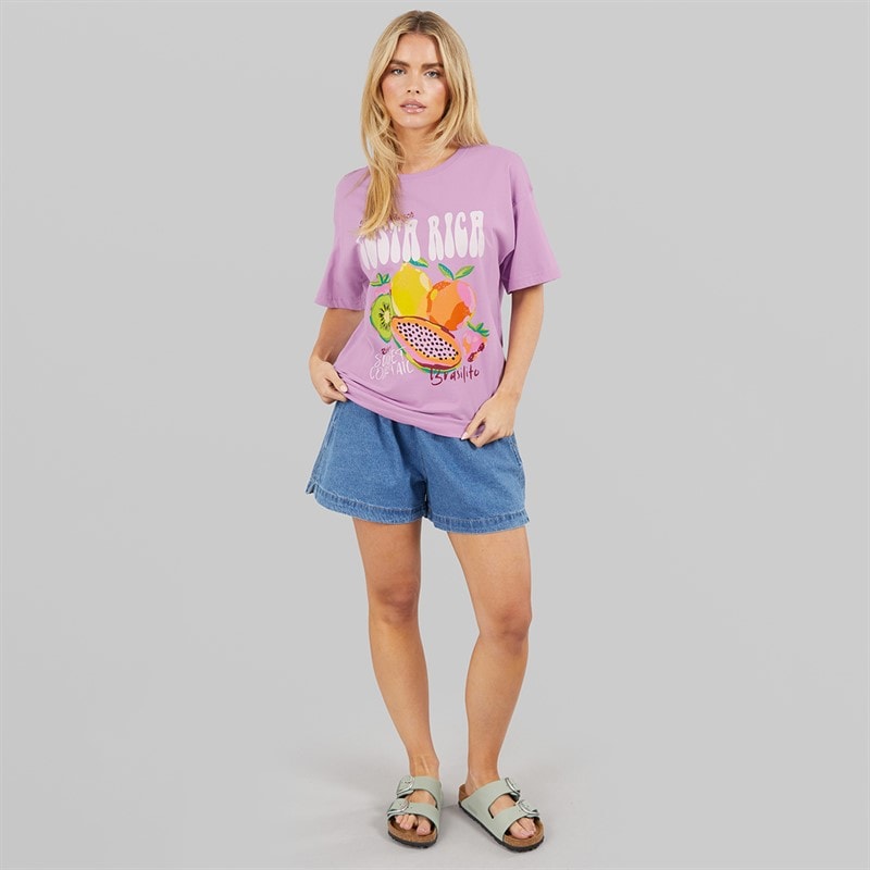 Brave Soul Womens Coco Graphic T-Shirt Lilac - Image 4