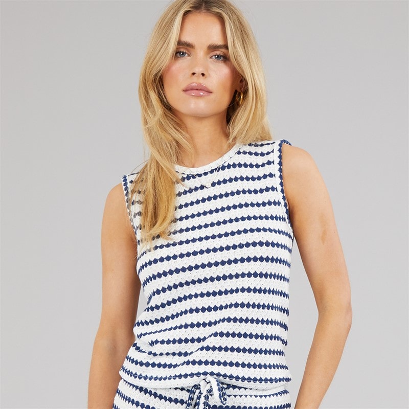 Brave Soul Womens Lynus Vest Cream/Navy
