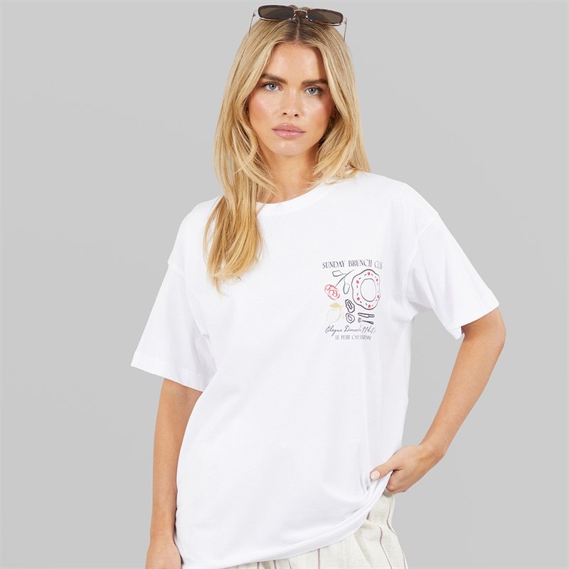 Brave Soul Womens Toutou Graphic T-Shirt White - Image 2
