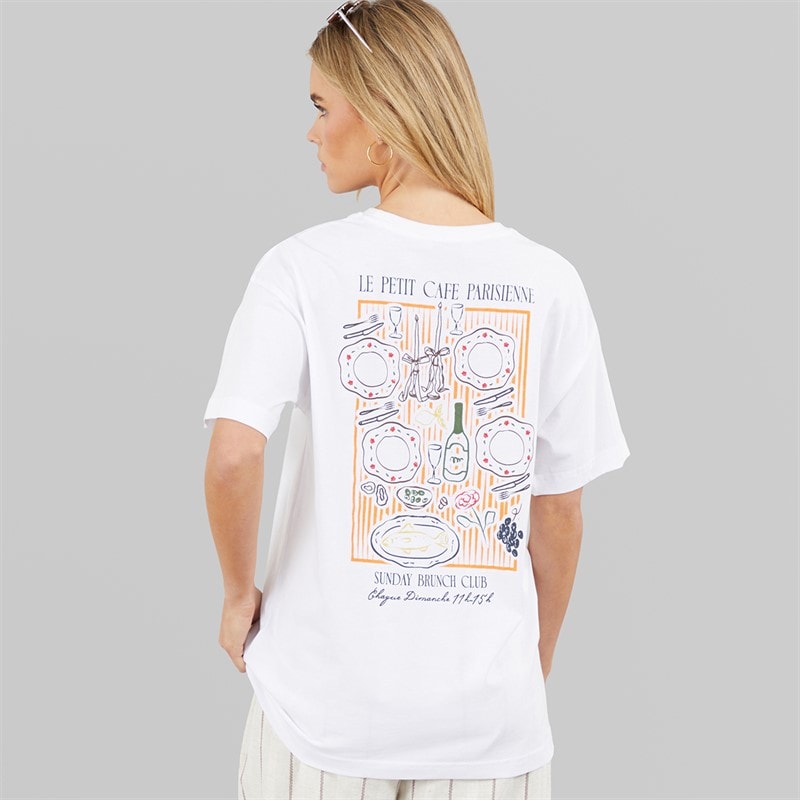 Brave Soul Womens Toutou Graphic T-Shirt White - Image 3
