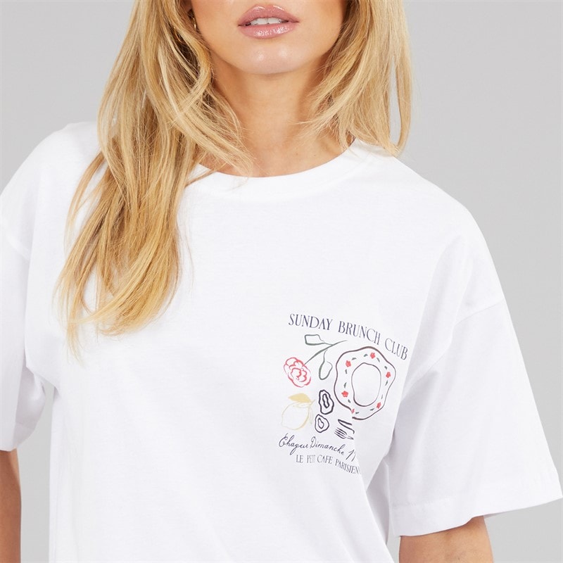 Brave Soul Womens Toutou Graphic T-Shirt White - Image 5