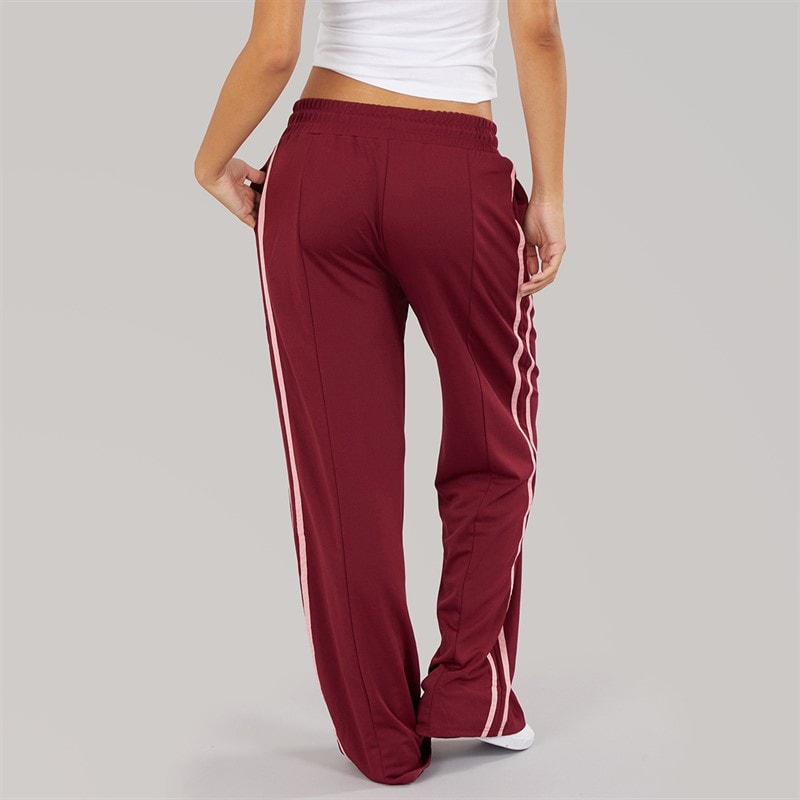 Brave Soul Womens Noelle Stripe Joggers Burgundy/Pink - Image 2