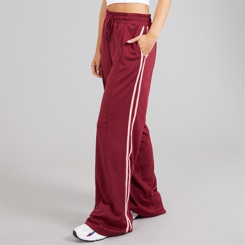 Brave Soul Womens Noelle Stripe Joggers Burgundy/Pink - Image 3