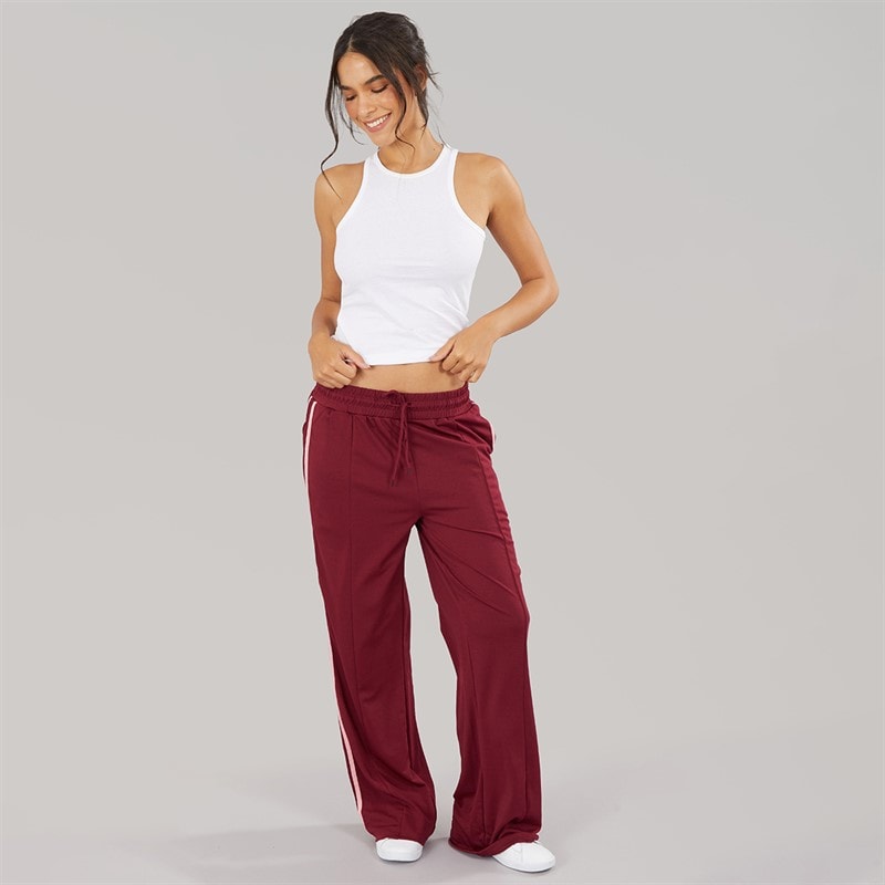 Brave Soul Womens Noelle Stripe Joggers Burgundy/Pink - Image 4