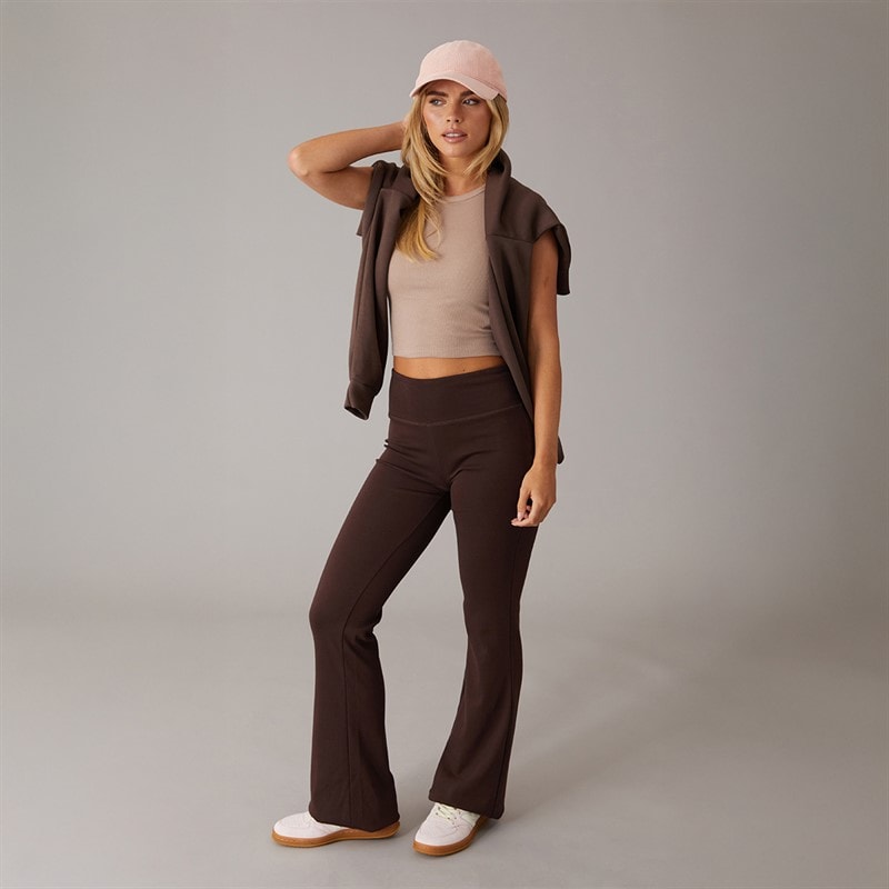Brave Soul Womens Jane Yoga Pants Chocolate - Image 3