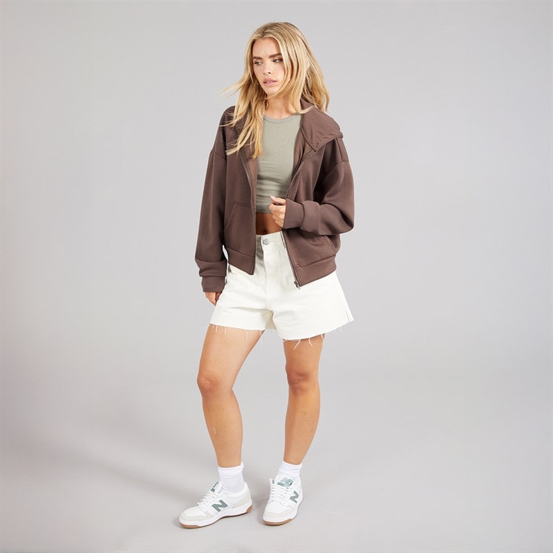 Brave Soul Womens Julie Zip Through Hoodie Chocolate - Image 4
