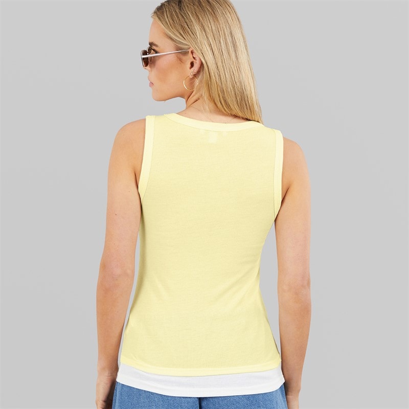 Brave Soul Womens Stella Vest Lemon/White - Image 2