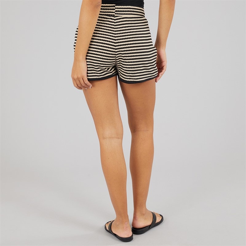 Brave Soul Womens Heart Tie Front Shorts Black/Beige - Image 2