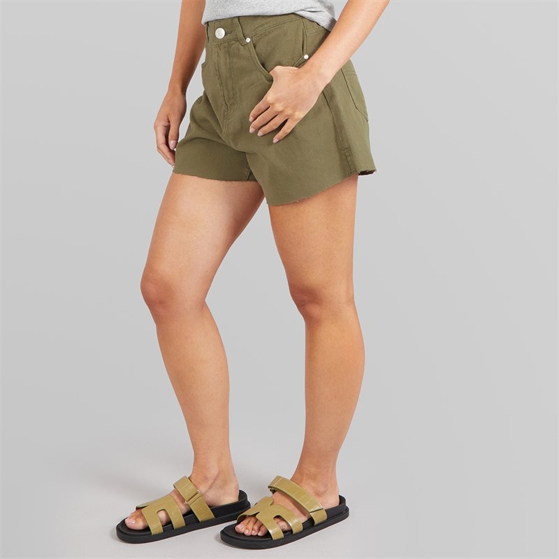 Brave Soul Womens Louise Denim Shorts Khaki - Image 3