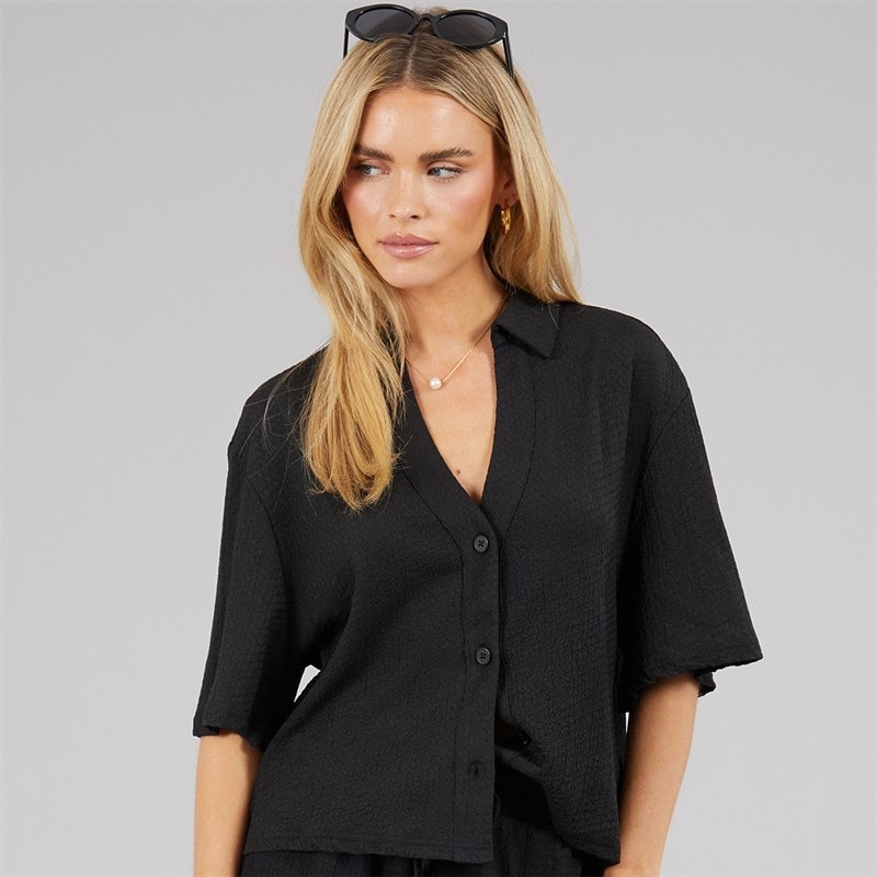 Brave Soul Womens Tara Short Sleeve Shirt Black
